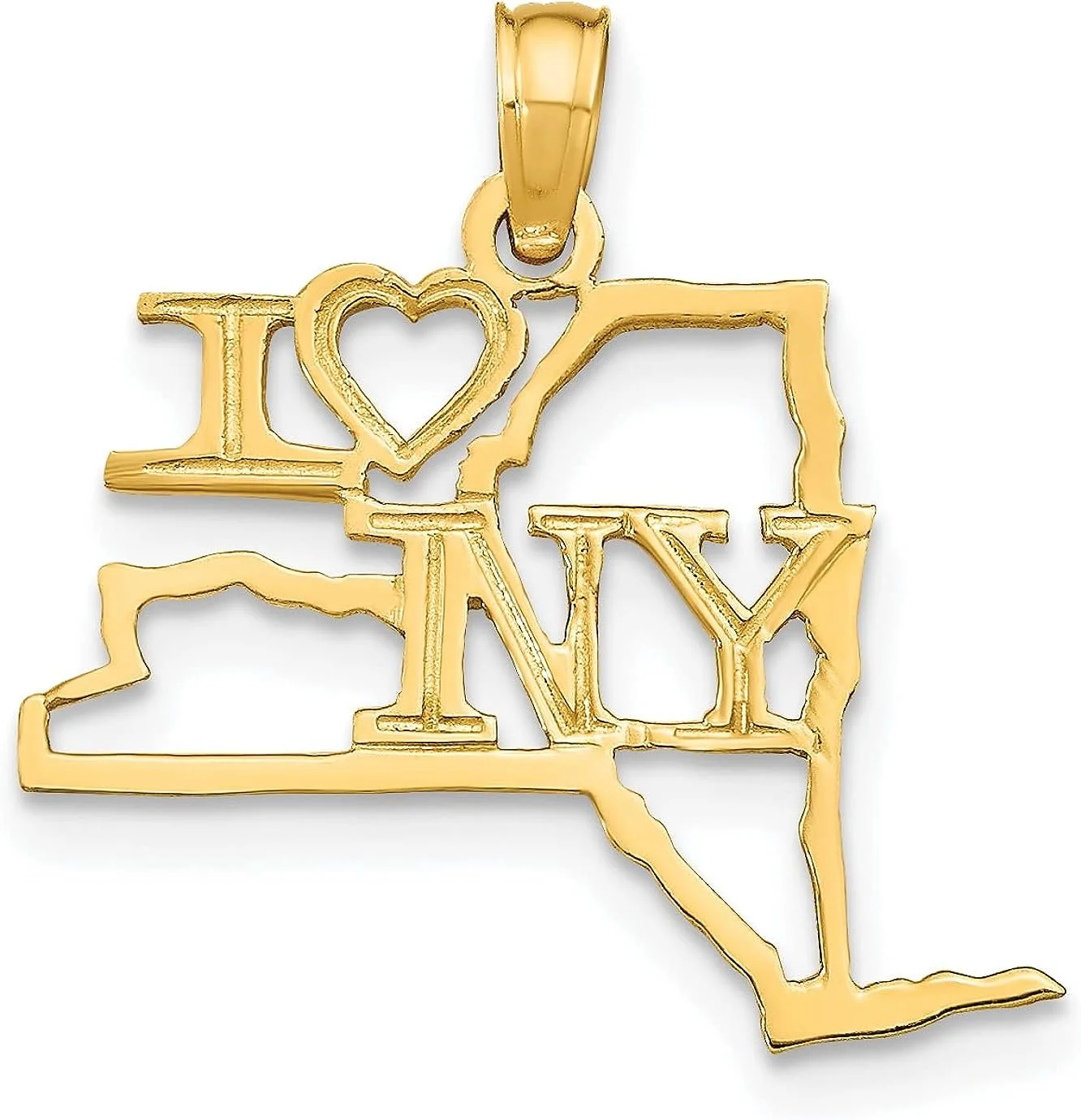 10K Yellow Gold Solid New York State Pendant