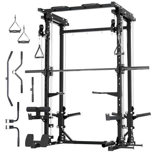 Major Fitness Drone3 Smith△ Machine – All-in-One Home Gym Squat Rack with Weight Bar, Cable Crossover Machine – Heavy-Duty Fitness Equipment for Strength Training and Full-Body Workouts