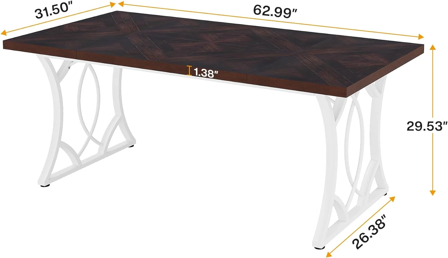 Tribesigns 63-Inch Executive Desk, Large Computer Office Desk Workstation with Wooden Tabletop and Metal Frame, Modern Writing Table Study Desk for Home Office (Walnut)
