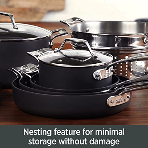 All-Clad Essentials Hard Anodized Nonstick Cookware Set 10 Piece Oven Safe 350F Pots and Pans Black