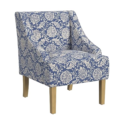 HomePop Velvet Swoop Arm Accent Chair, Suri Blue