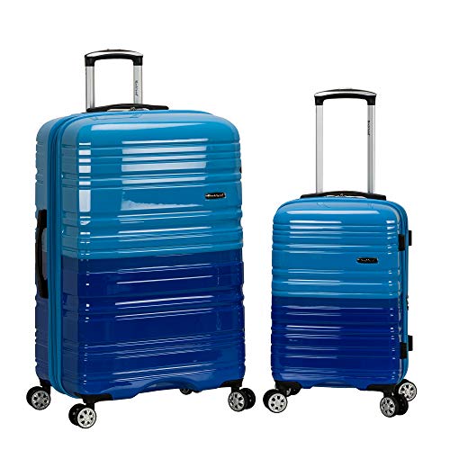 Rockland Melbourne Hardside Expandable Luggage with Spinner Wheels, 2TONEBLUE, 2 Piece (20/28)