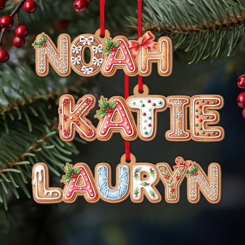 Personalized Christmas Name Letter Ornament 2025, Custom Wooden Ornament with Family Member Names, for Families, Neighbors, Friends & Coworkers, Xmas Tree Decoration Keepsake Style 2