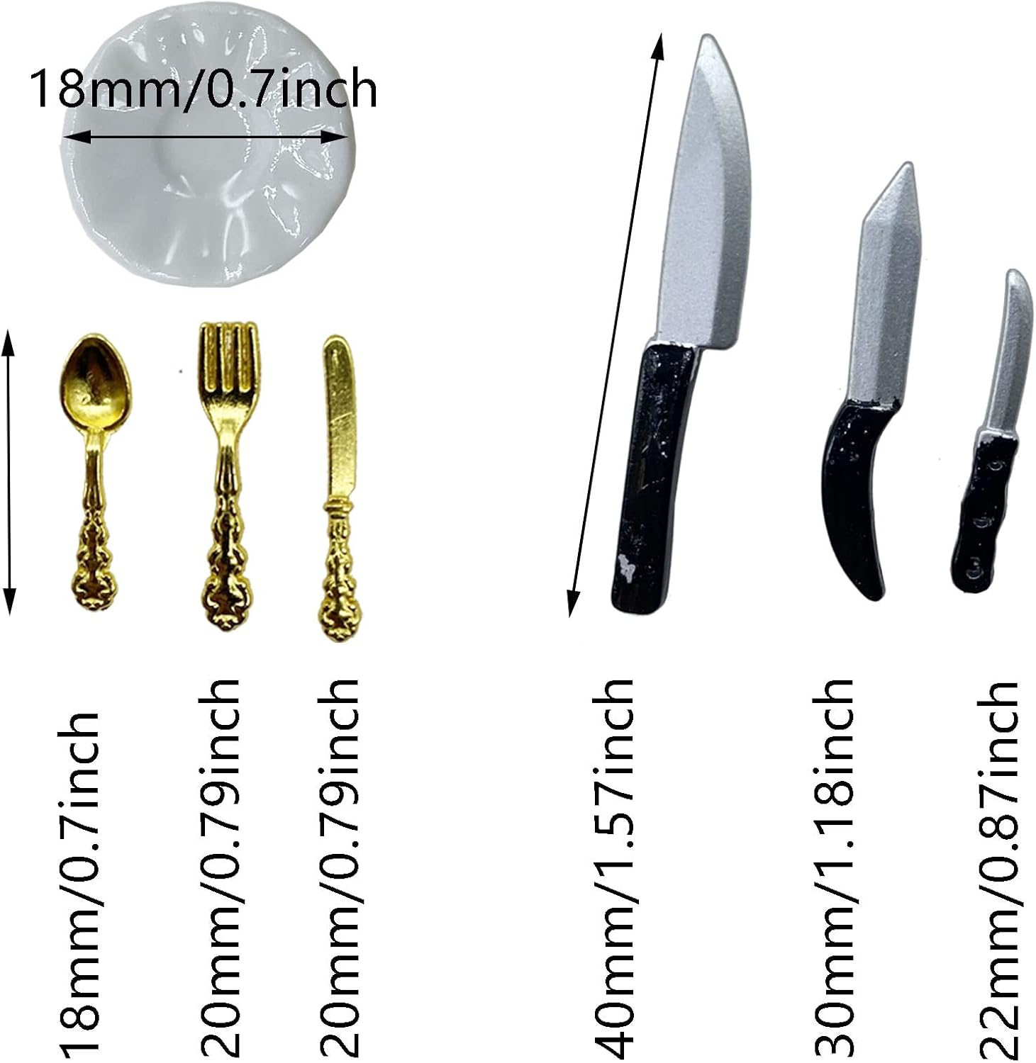 Cayway Miniature Kitchen Accessories Miniature Cookware Accessories Mini Food Accessory Mini Pot Dish Knife Fork for Play Food Toys