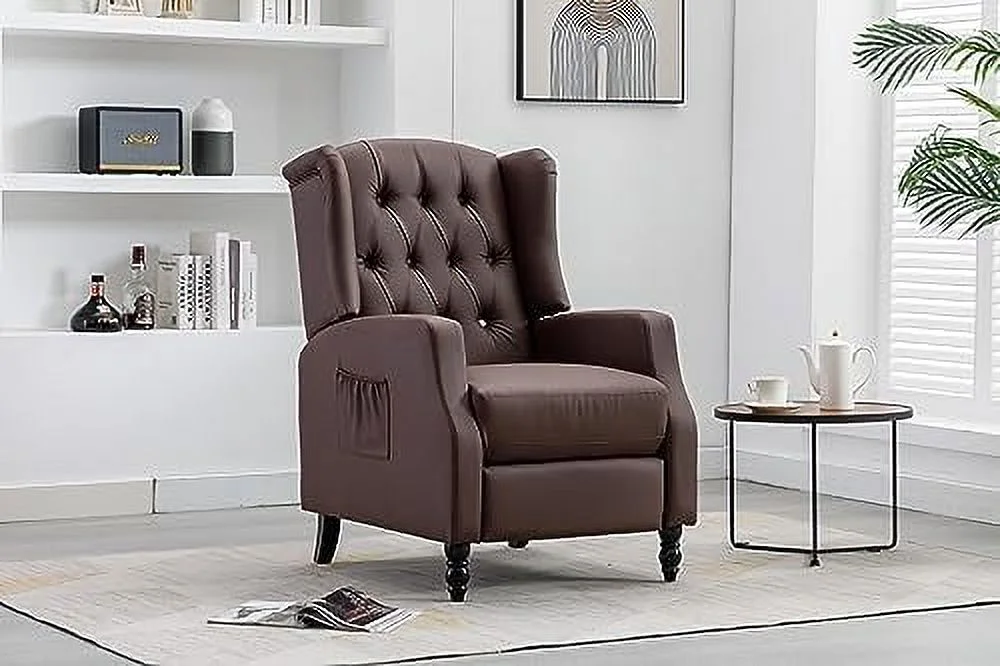 HOOMHIBIU Recliner Chair with Wing Back  Upholstered Lounge Sofa Chairs with  Decoration  Adjustable Home Theater Seating  Multifunctional Accent Armchair for Living Room  Bedroom  Office