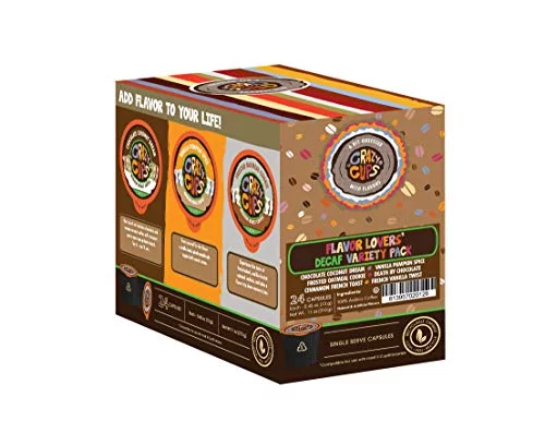 Crazy Cups Decaf Lovers' Flavored Coffee Single Serve Cups For K cups Brewer Variety Pack, 24 Ct