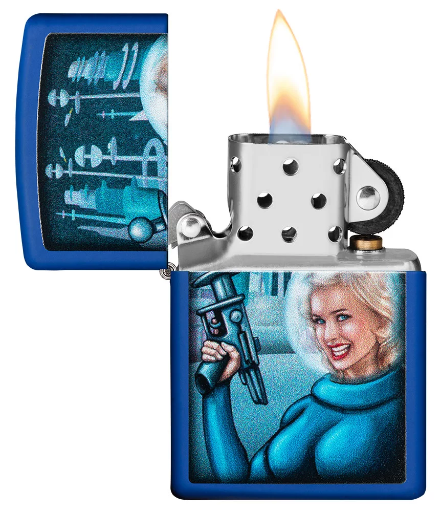 Zippo Retro Futuristic Royal Blue Matte Pocket Lighter