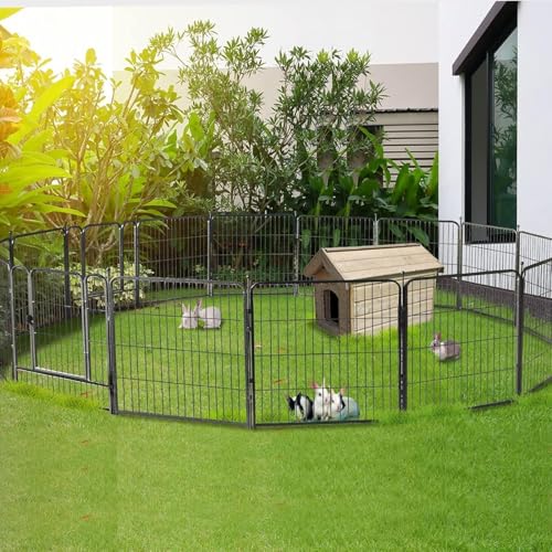 Dog Playpen,24/32/40 Inch Height in Heavy Duty,Folding Indoor Outdoor Dog Exercise Fence, Portable Pet Playpen with Door for Large Medium Dogs - Silver Gray (8 Panels, 32 inch)