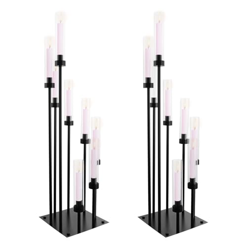 2Pcs 8 Arm Candle Holders Floor Candelabra Centerpieces for Tables Tabletop Metal Candlestick Holder Set with Acrylic Shade 42.13