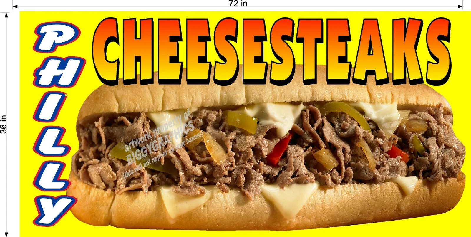 PHILLY CHEESESTEAK CHEESE STEAK VINYL HORIZONTAL BANNERS (CHOOSE A SIZE) NEW!