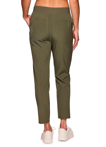 RBX Women's Stretch Woven Ankle Pant, Lightweight, Quick Drying, Flat-Front Straight Leg Pants with Pockets