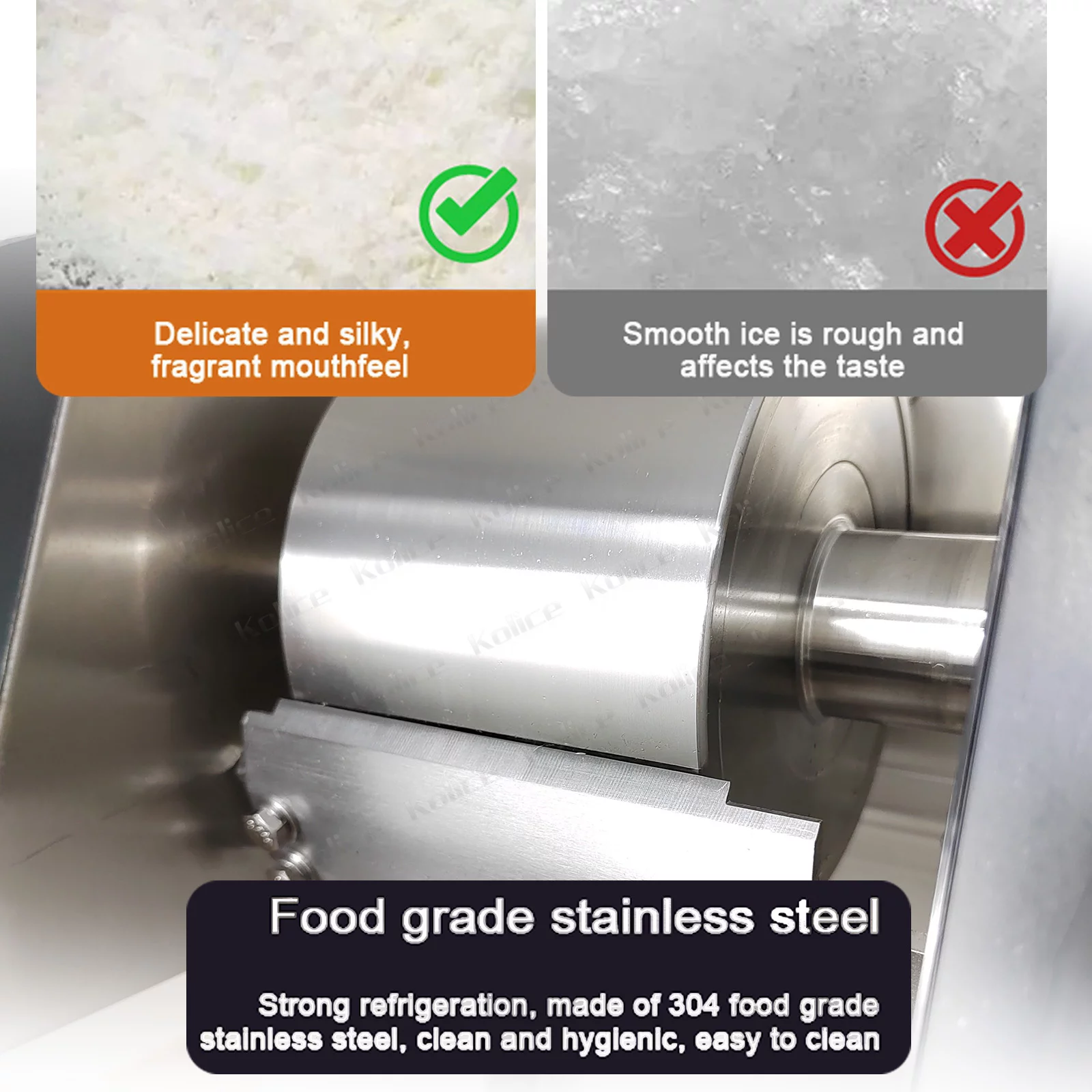 Kolice Commercial Automatic Shaved Ice Machine, Ice Crusher Shaver, Snow Ice Maker, Snowflake Ice Maker -200kgs/Day, Air Cooling