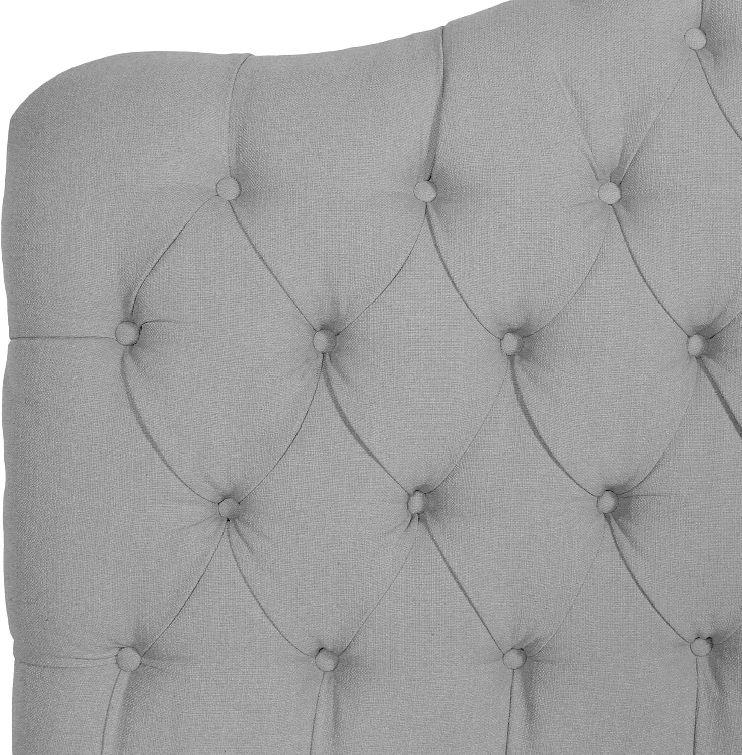 Martinique Upholstered Adjustable Headboard Panel with Solid Wood Frame and Button-Tufted Design - Putty Finish - Twin