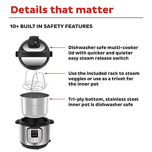 Instant Pot Duo 7-in-1 Mini Electric Pressure Cooker, Slow Rice Cooker, Steamer, Sauté, Yogurt Maker, Warmer & Sterilizer, Includes Free App with over 1900 Recipes, Stainless Steel, 3 Quart