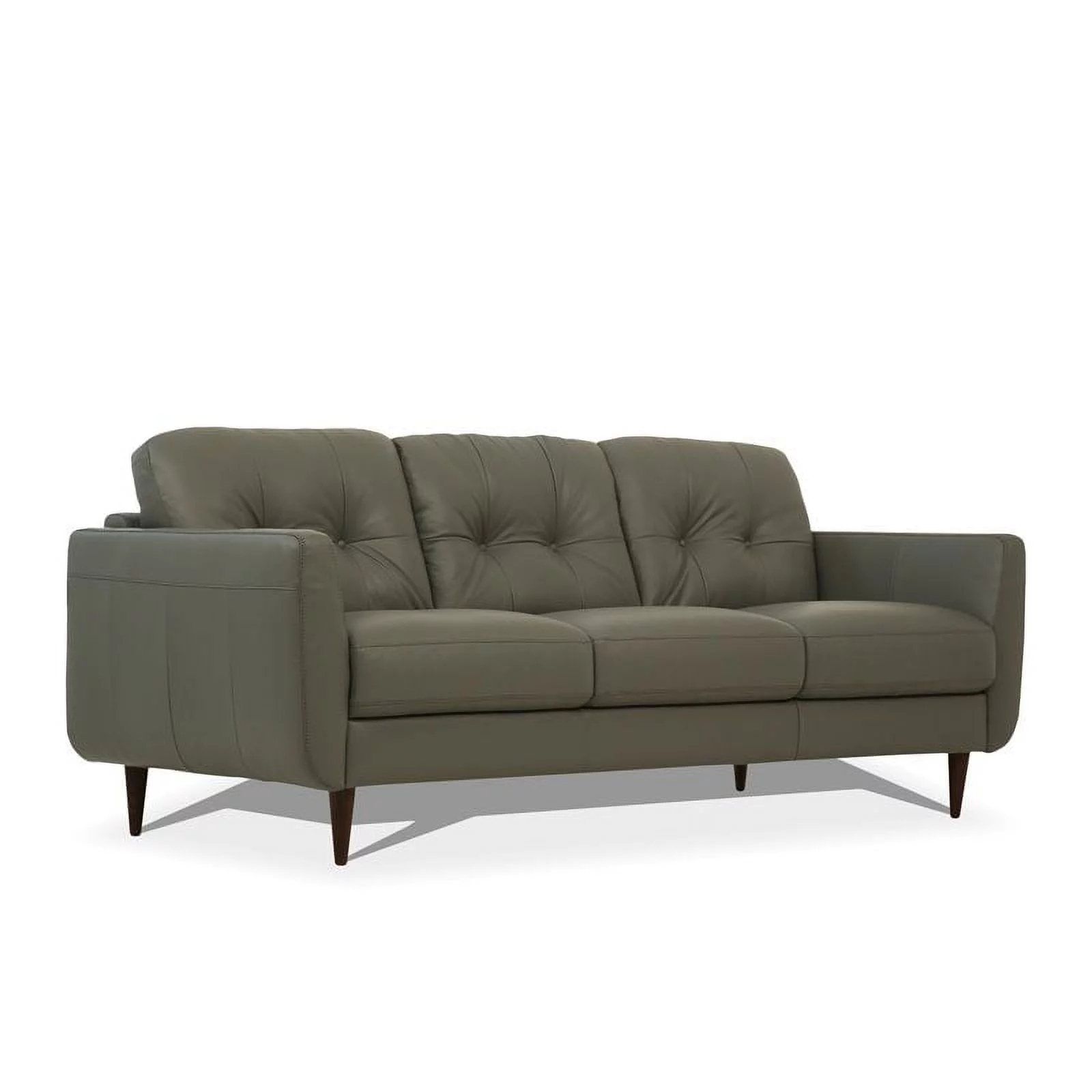 Bowery Hill Tufted Leather Sofa in Pesto Green