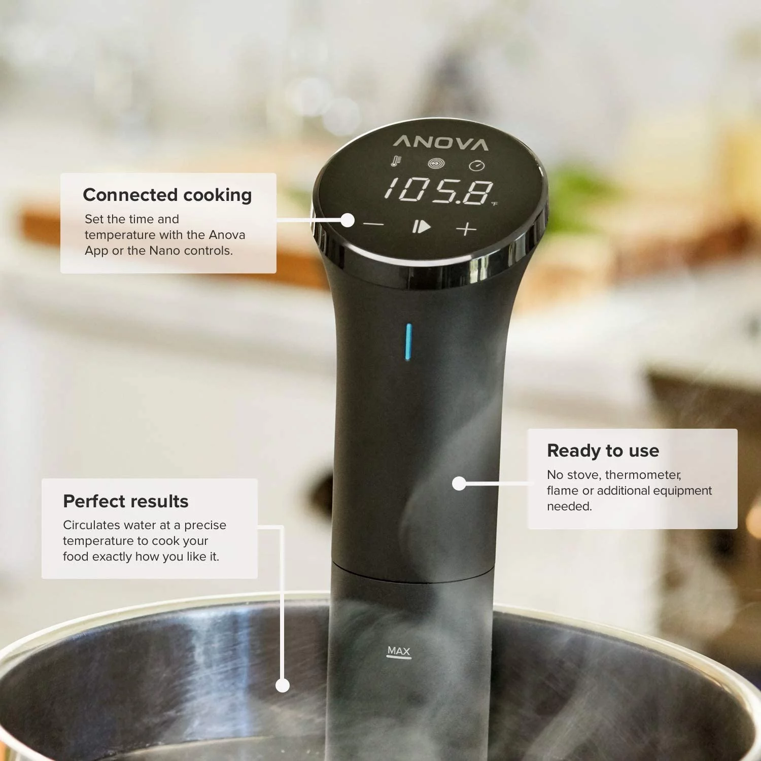 durable Anova Culinary AN400-US00 Nano Sous Vide Precision Cooker  12.8" x 2.2" x 4.1"  Black