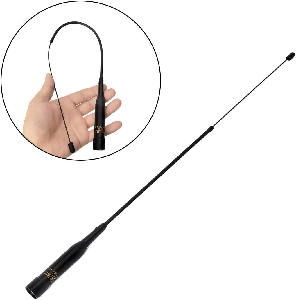 Dual-Band 2meter 70cm Mobile Radio Antenna NL-R2S 20inch Soft Telescopic Antenna 137-174/180-260(Receive only)/400-480MHz with Clip and 5m Cable
