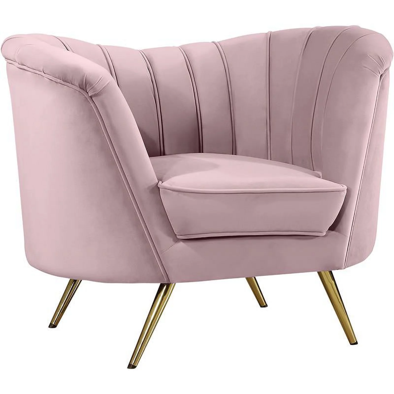 Home Square 2-Piece Set with Velvet Accent Chair & Sofa in Pink and Gold