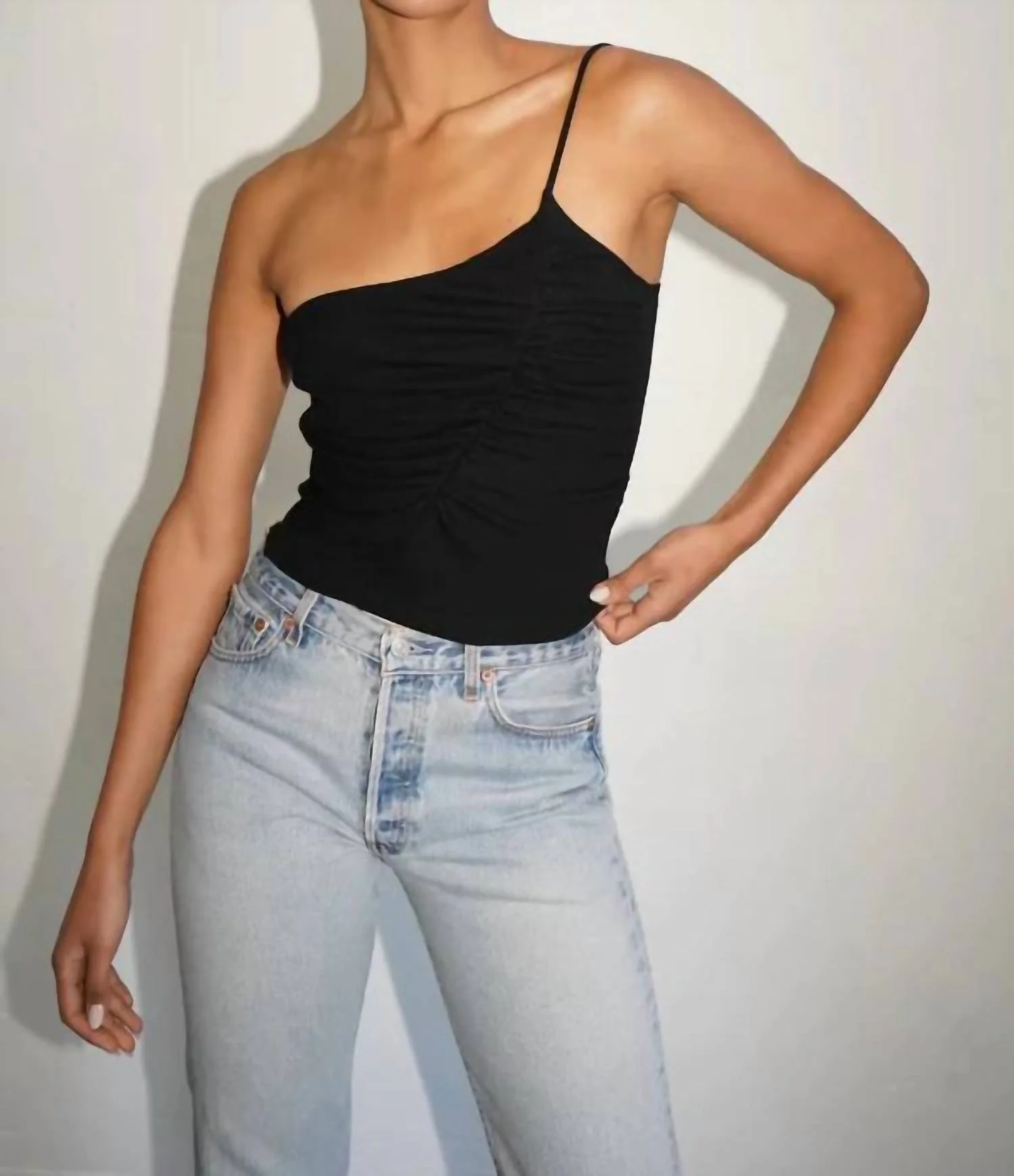 LNA Rafael Rib One Shoulder Top