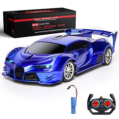 Remote Control Car 2.4Ghz Rechargeable High Speed 1/18 RC Cars Toys for Boys Girls Vehicle Racing Hobby with Headlight Christmas Birthday Gifts for Kids (Red)