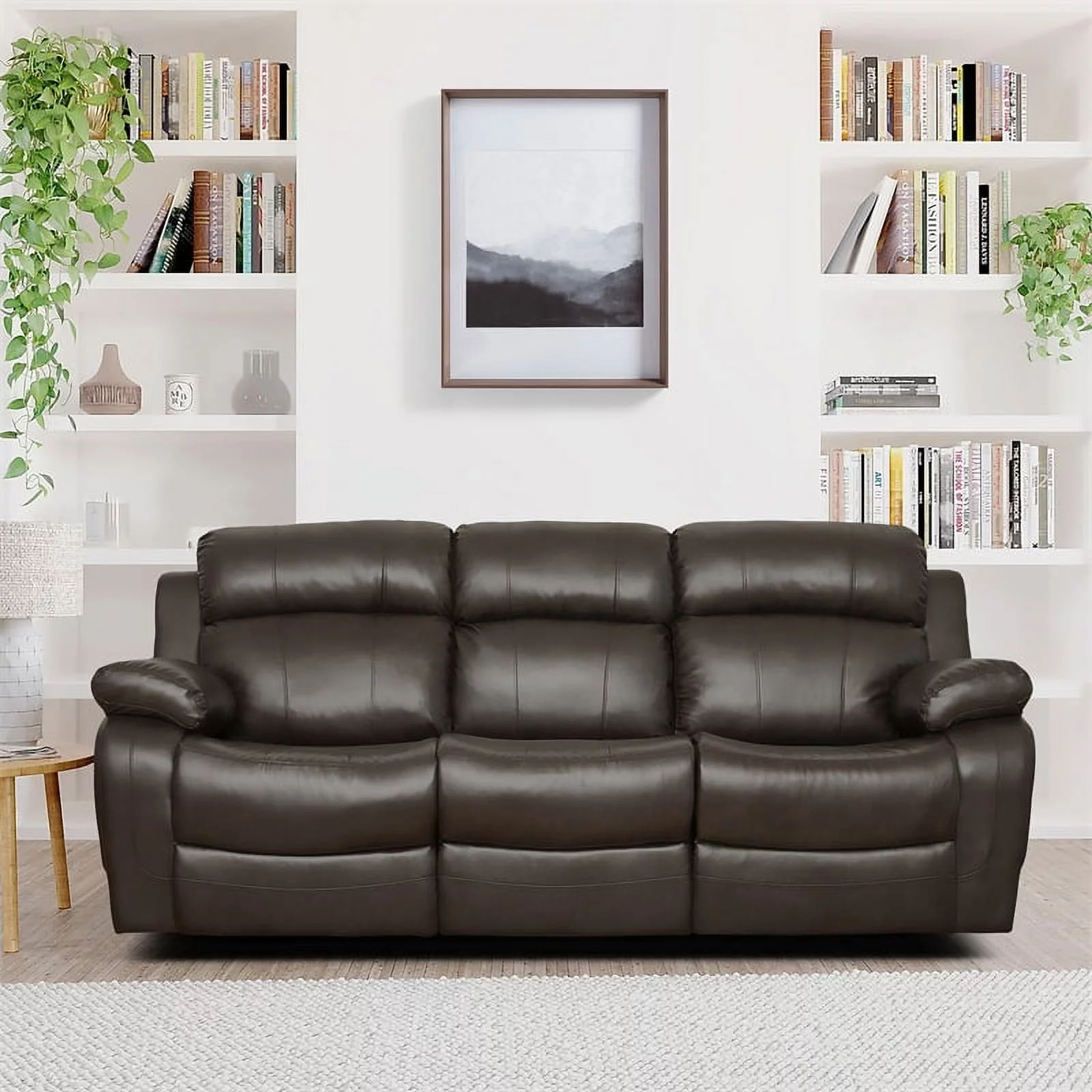 Lexicon Marille Double Reclining Sofa with Center Drop-Down Cup Holders in Brown