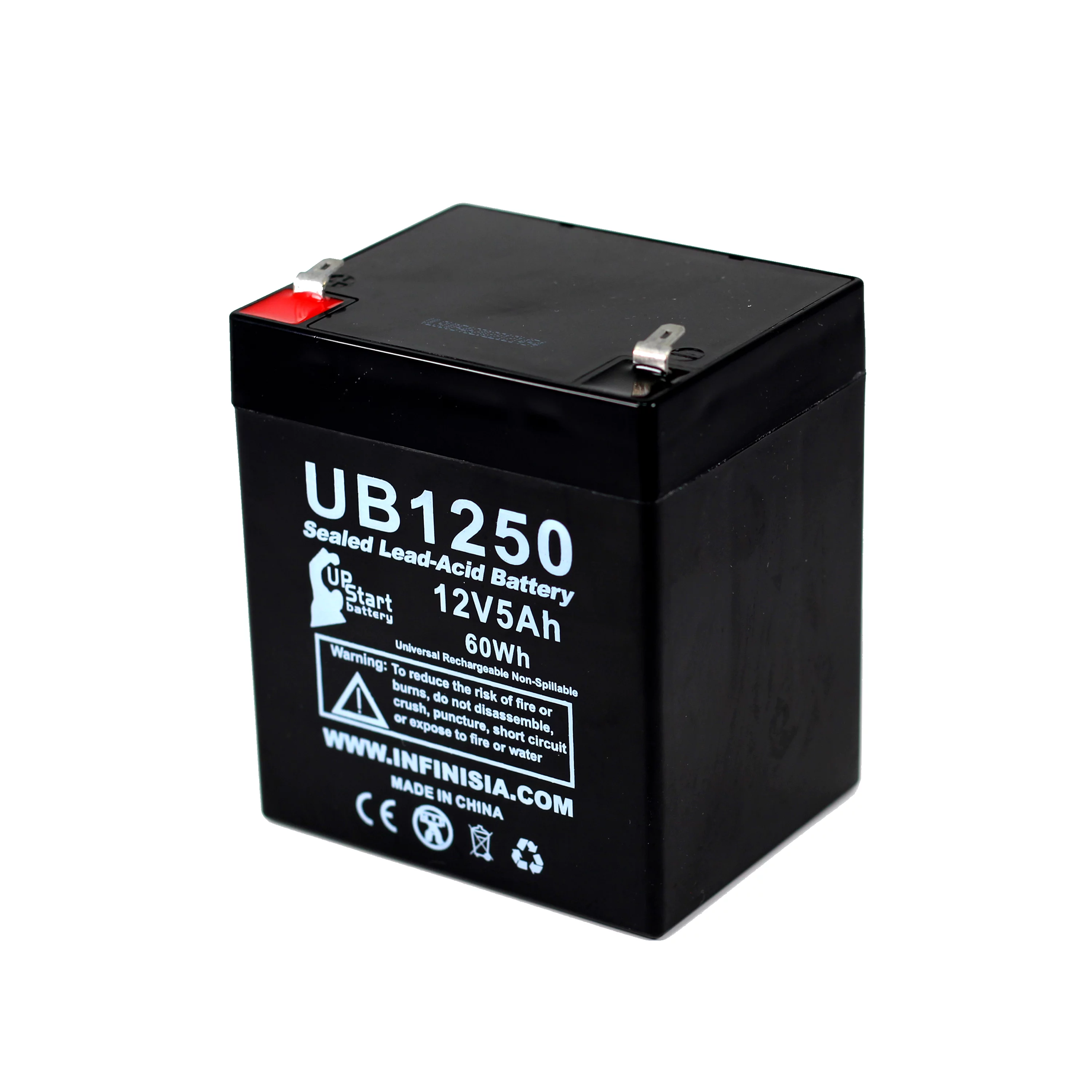 4x Pack - APC BACK-UPS ES 500VA BE500 Battery Replacement - UB1250 Universal Sealed Lead Acid Battery (12V, 5Ah, 5000mAh, F1 Terminal, AGM, SLA) - Includes 8 F1 to F2 Terminal Adapters