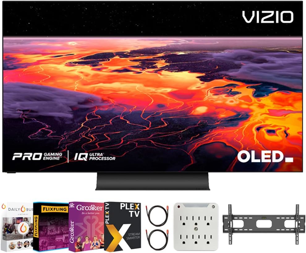 Vizio OLED55-H1 55 Class OLED Premium 4K UHD HDR SmartCast TV Bundle with Premiere Movies Streaming 2020 + 37-100 Inch TV Wall Mount + 6-Outlet Surge Adapter + 2X 6FT 4K HDMI Cable