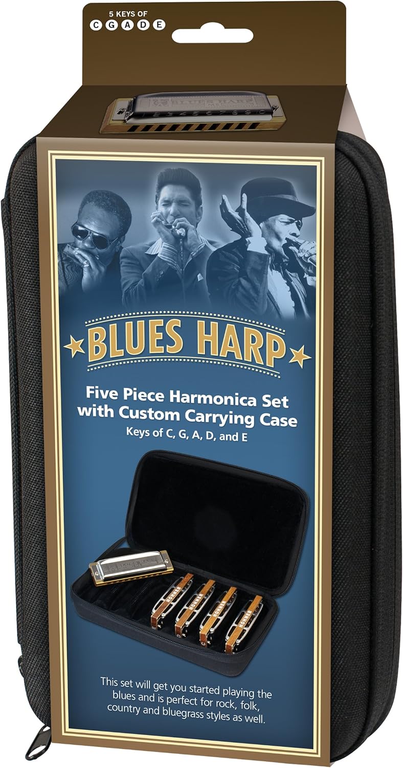 HOHNER Blues 5 Harmonica Set with Case, Stainless steel (COB)