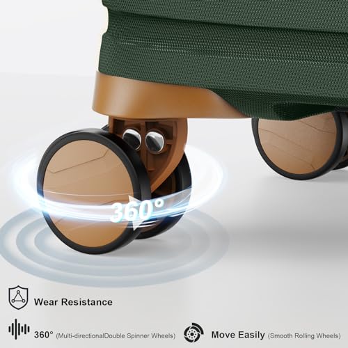 Joyway Carry On Luggage 20 Inch Expandable Suitcase with Spinner Wheel, 4 Piece Hard Shell Luggage Set with TSA Lock(White brown)