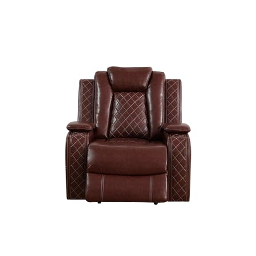 Brown Breathing Leather 3-Piece Living Room Recliner Sofa Set for Living Room/House/Bedroom/Office/Apartment(Brown,GN4633-L)