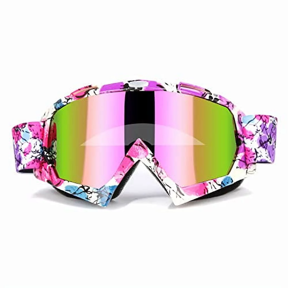 Pink Motocross Motorcycle Goggles Dirt Bike ATV Racing Mx Goggles for Men Women Youth Kids (C42)