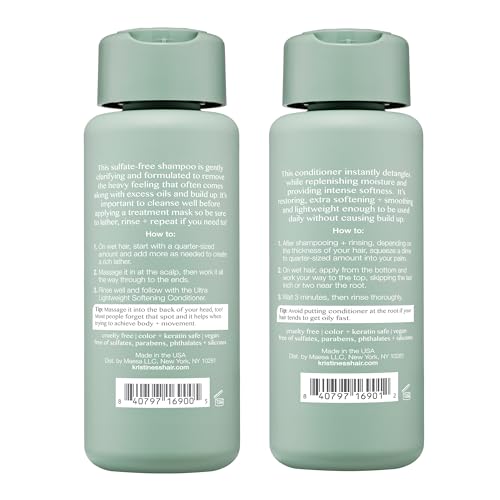 Kristin Ess Hair Softening Moisture Repair Shampoo and Conditioner Set for Curly + Thick Hair – Sulfate Free + Color Safe + Gentle - Anti-Frizz - Deep Conditioner for Color Treated & Dry Damaged Hair