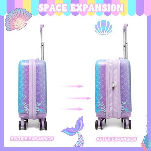 Kid’s Luggage Set 2 Piece Suitcase Set 16’’ Hardside Luggage with Spinner Wheels Girls Boys Carry on Toddler Luggage Travel Rolling Luggage Carry on Luggage Airline Approved Football
