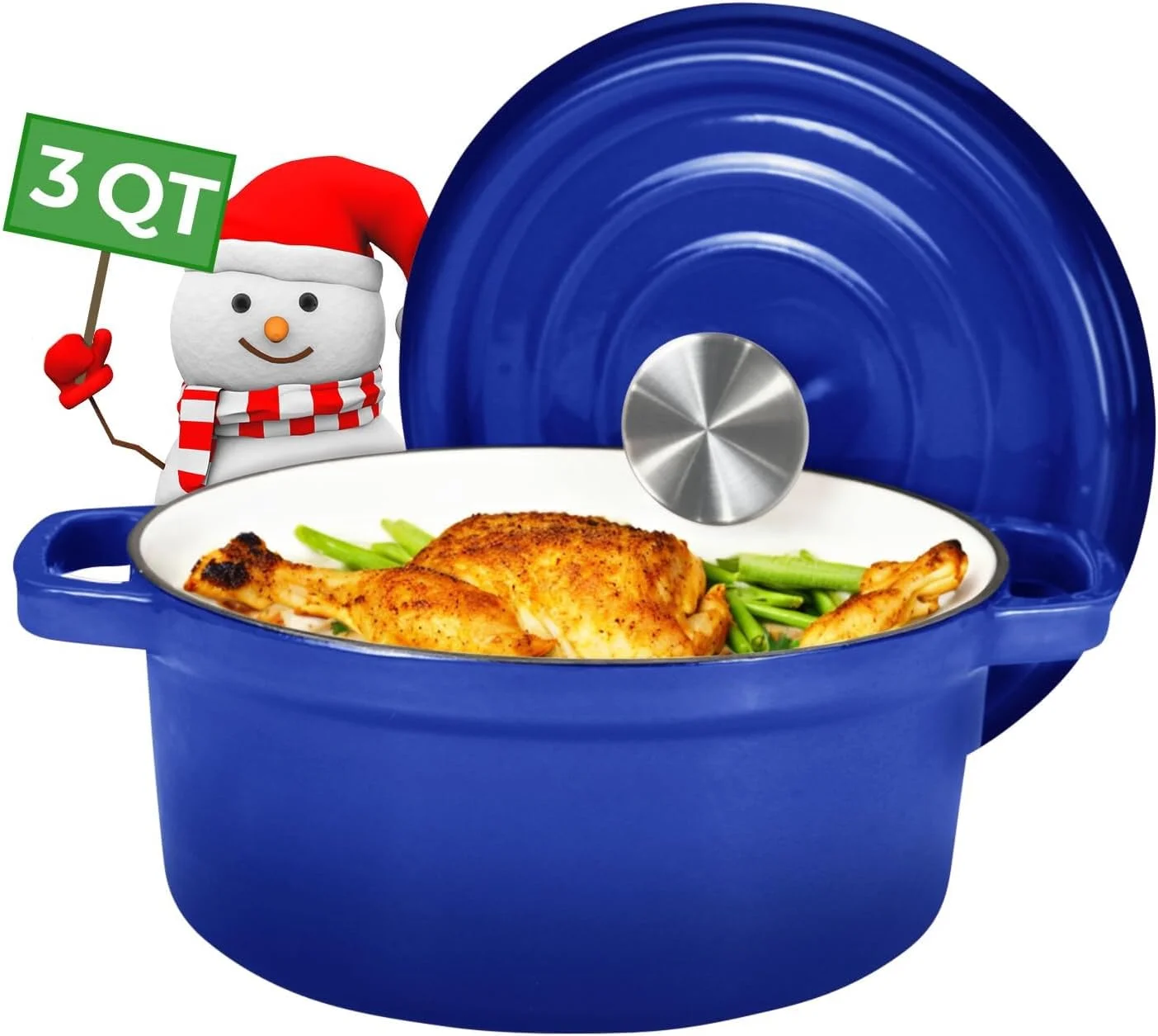 3 Qt Dutch Oven With Lid + 1 Qt Small Sauce Pan With Lid, Enameled Cast Iron Cookware Set, Smooth Enameled Finish, Easy To Clean, Suitable For All Cooktops Upto 500°F