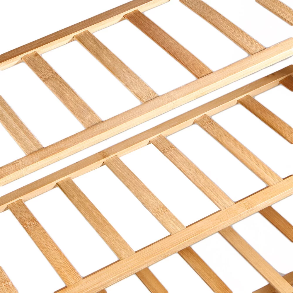 JahyShow 4 Tier Wood Color Shoe Shelf - Bamboo Storage Unit, Adjustable Height Shoe Rack for Entryways and More