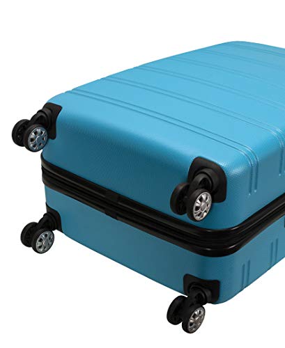 Rockland Melbourne Hardside Expandable Luggage with Spinner Wheels, Blue, Checked Large 28