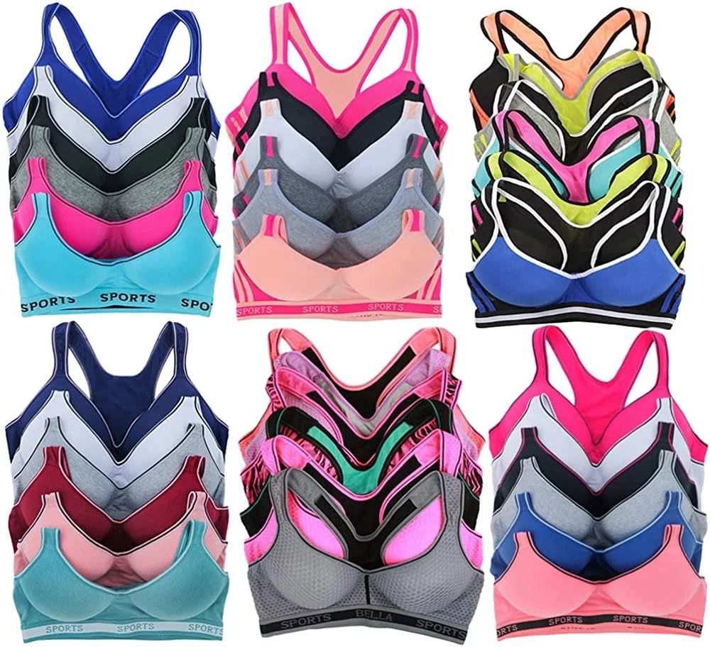 ToBeInStyle Women's Pack of 6 Random Assorted Print Sports Bras - Assorted Colors - Size 40C