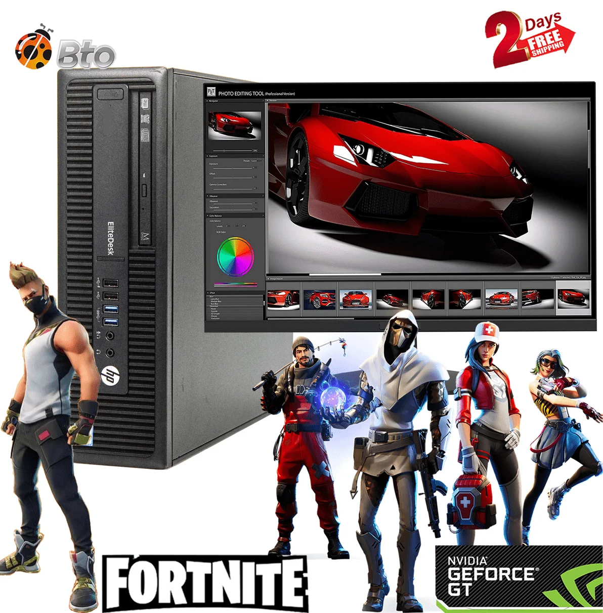 Restored Gaming HP 800G1 Desktop SFF Computer PC Intel Core i5 Processor 8GB Ram 500GB HDD NVIDIA GT 1030 2GB 19