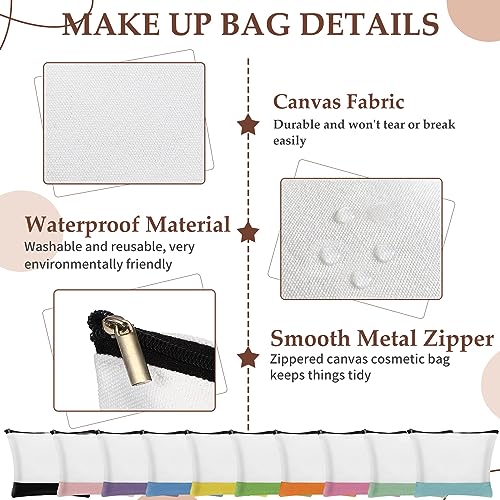 Sanwuta 20 Pcs Large Blank Canvas Tote Bags and Makeup Bags Blank Reusable Grocery Luggage Canvas Tote with Handles(10 Airy Pastel Pack)