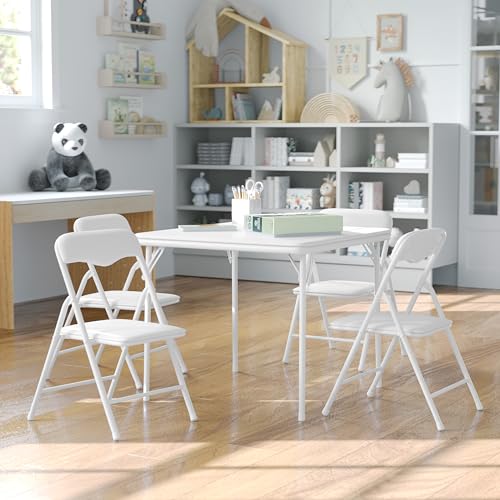 Flash Furniture Mindy Kids 3-Piece Folding Square Table and Chairs Set for Daycare and Classrooms, Children's Activity Table/Chairs Set, Multicolor