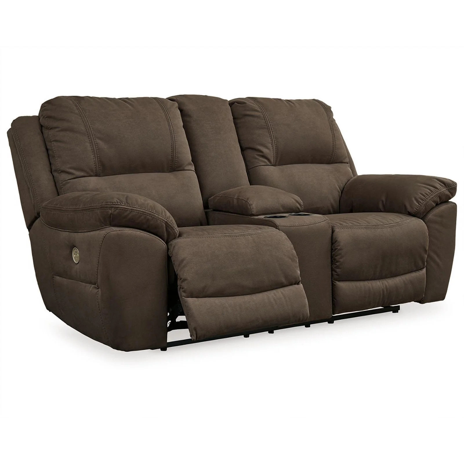 Ashley Furniture Next-Gen Gaucho Faux Leather Power Reclining Loveseat in Brown