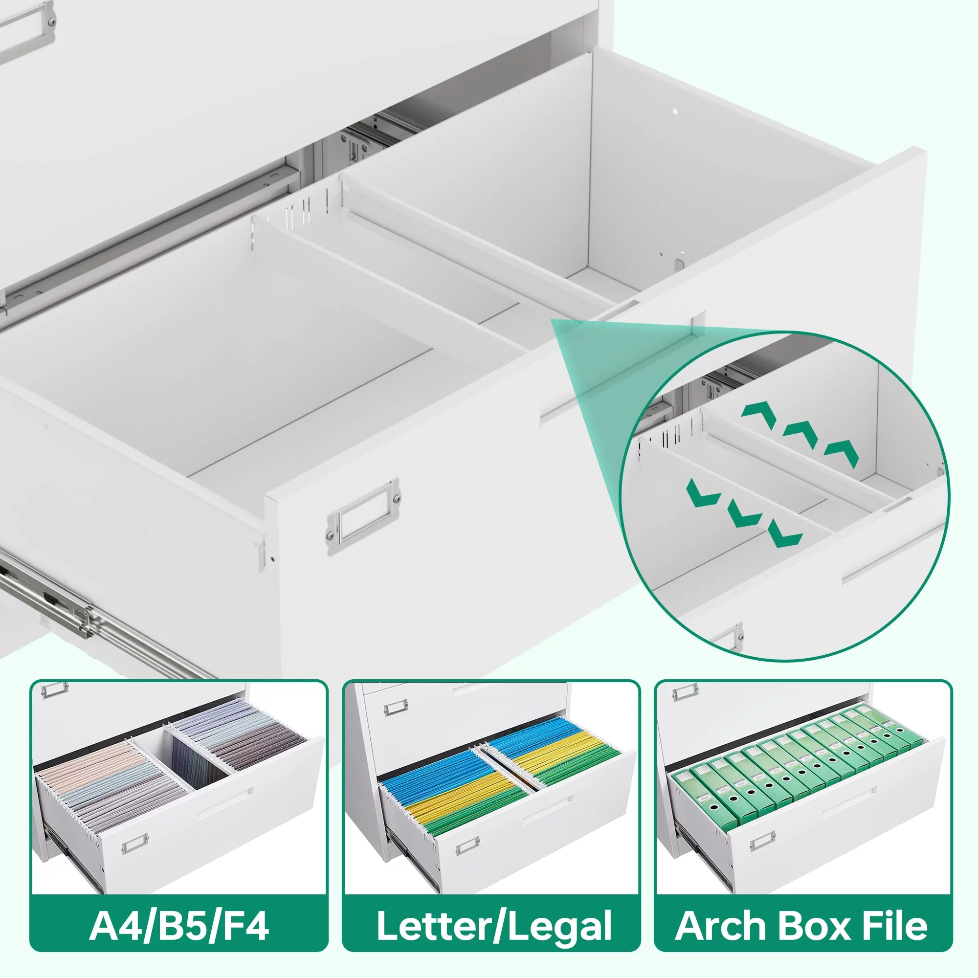 STANI Lateral File Cabinets,3 Drawer Metal Filing Storage Vertical Cabinets,Home Office Furniture for Organization Hanging Letter/Legal/F4/A4