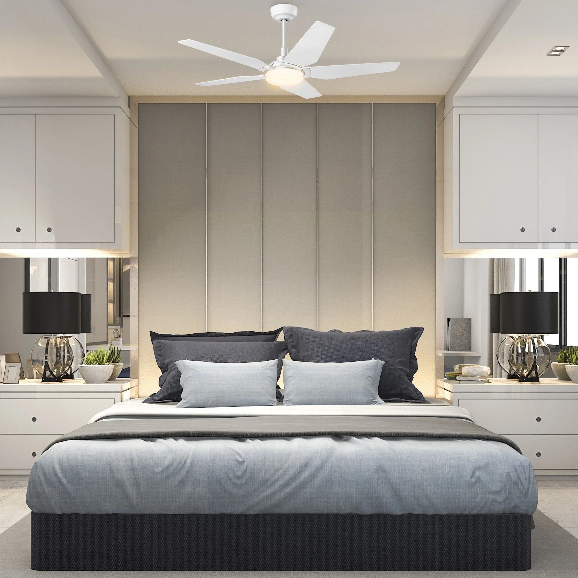 Boreas 52-inch Indoor/Outdoor Smart Ceiling Fan, Dimmable LED Light Kit & Remote ,Works with Alexa /Google Home/Siri white