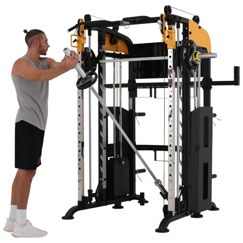 Altas Strength Smith Machine with Lever Arms Pulley Ratio 2:1 Squat Rack Pull Up Bar Upper Body Strength Training Leg Developer Light Commercial Home Gym Strength Training 3061B
