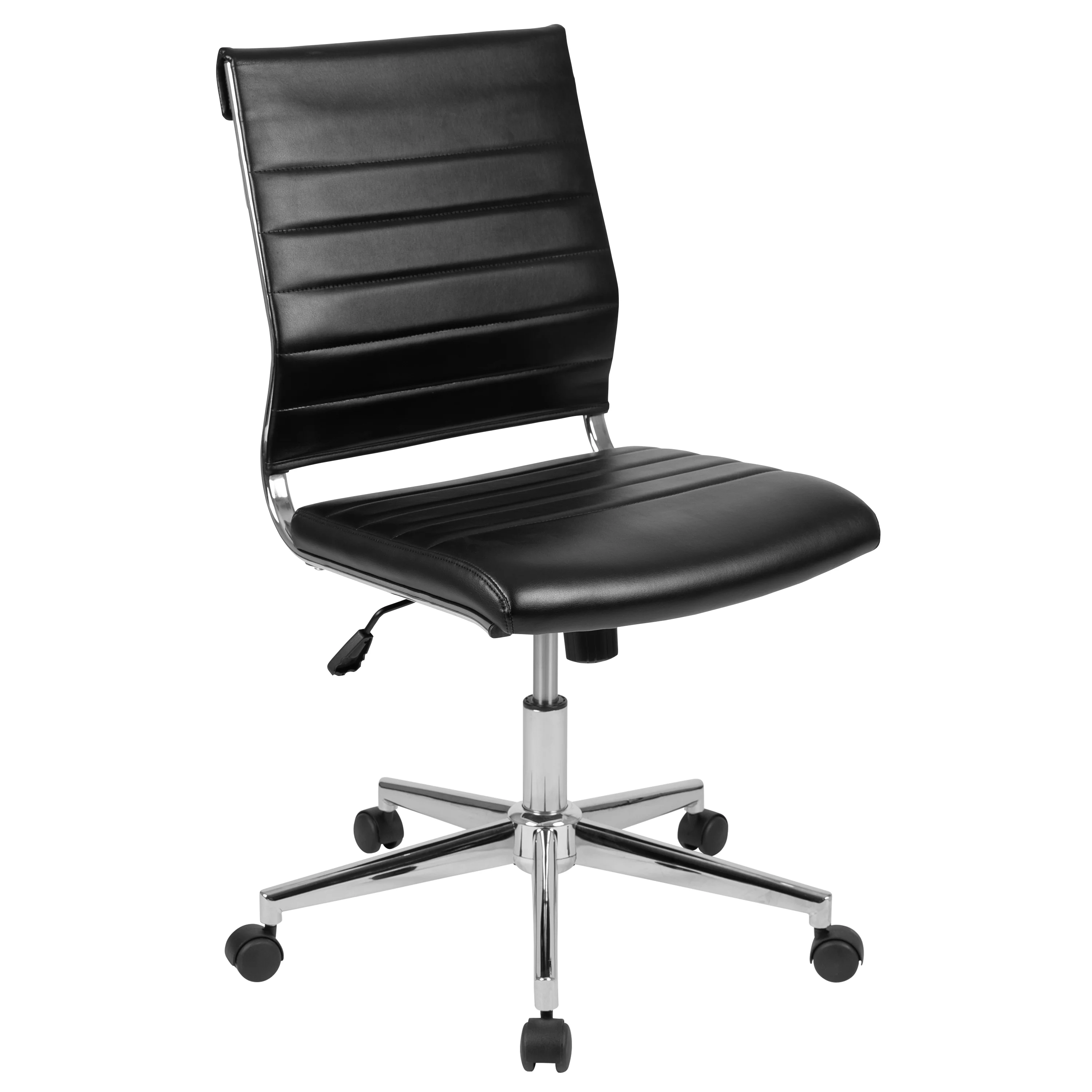 Flash Furniture Mid-Back Armless Black LeatherSoft Contemporary Ribbed Executive Swivel Office Chair
