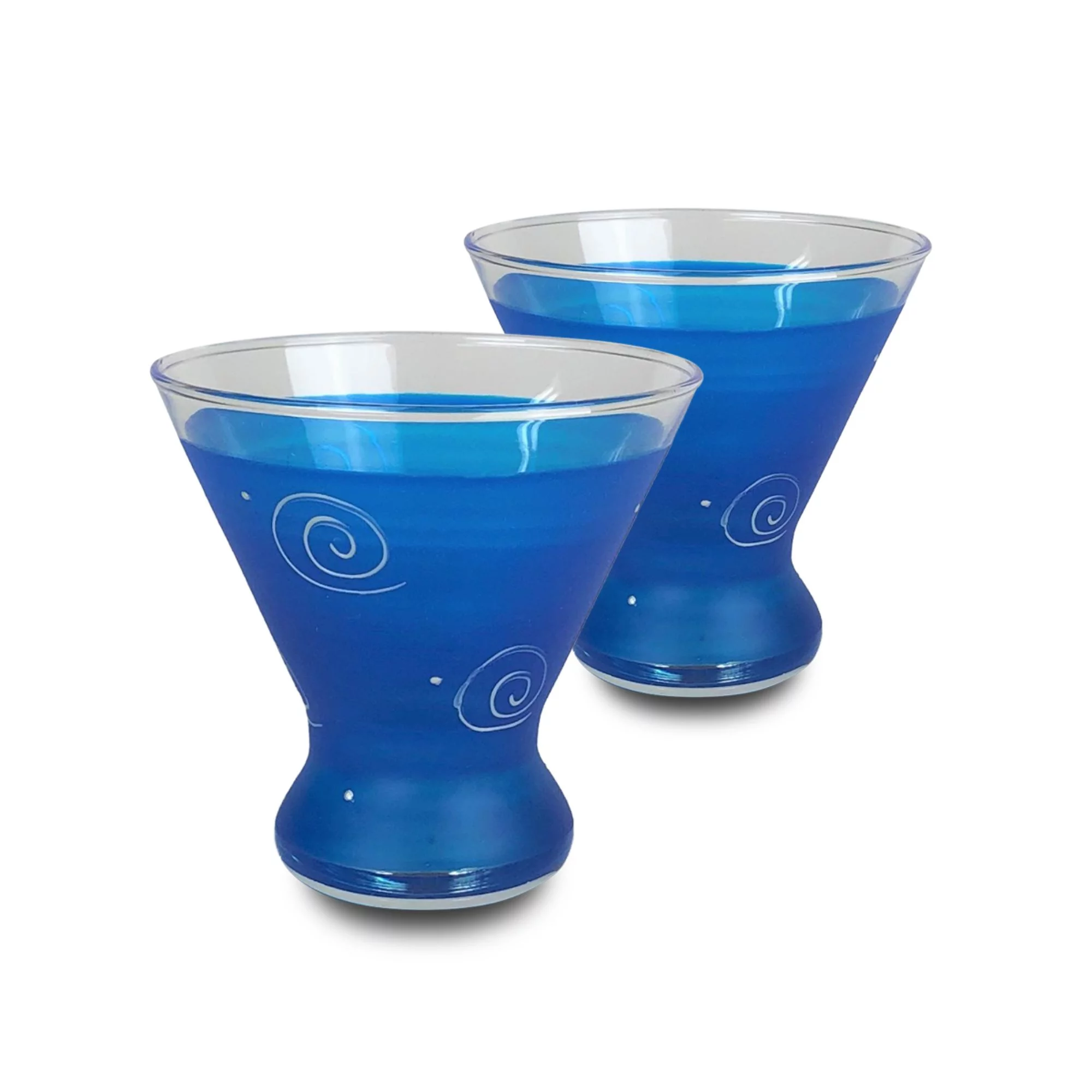 Crafted Creations Set of 2 Turquoise Hand Painted Cosmopolitan Wine Glass 8.25 oz.