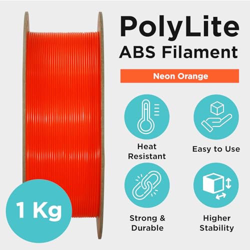 Polymaker ABS Filament 1.75mm Black, ABS 3D Printer Filament 1.75mm Heat Resistant 1kg - PolyLite ABS 3D Printing Filament 1.75mm, Strong & Durable, Dimensional Accuracy +/- 0.03mm