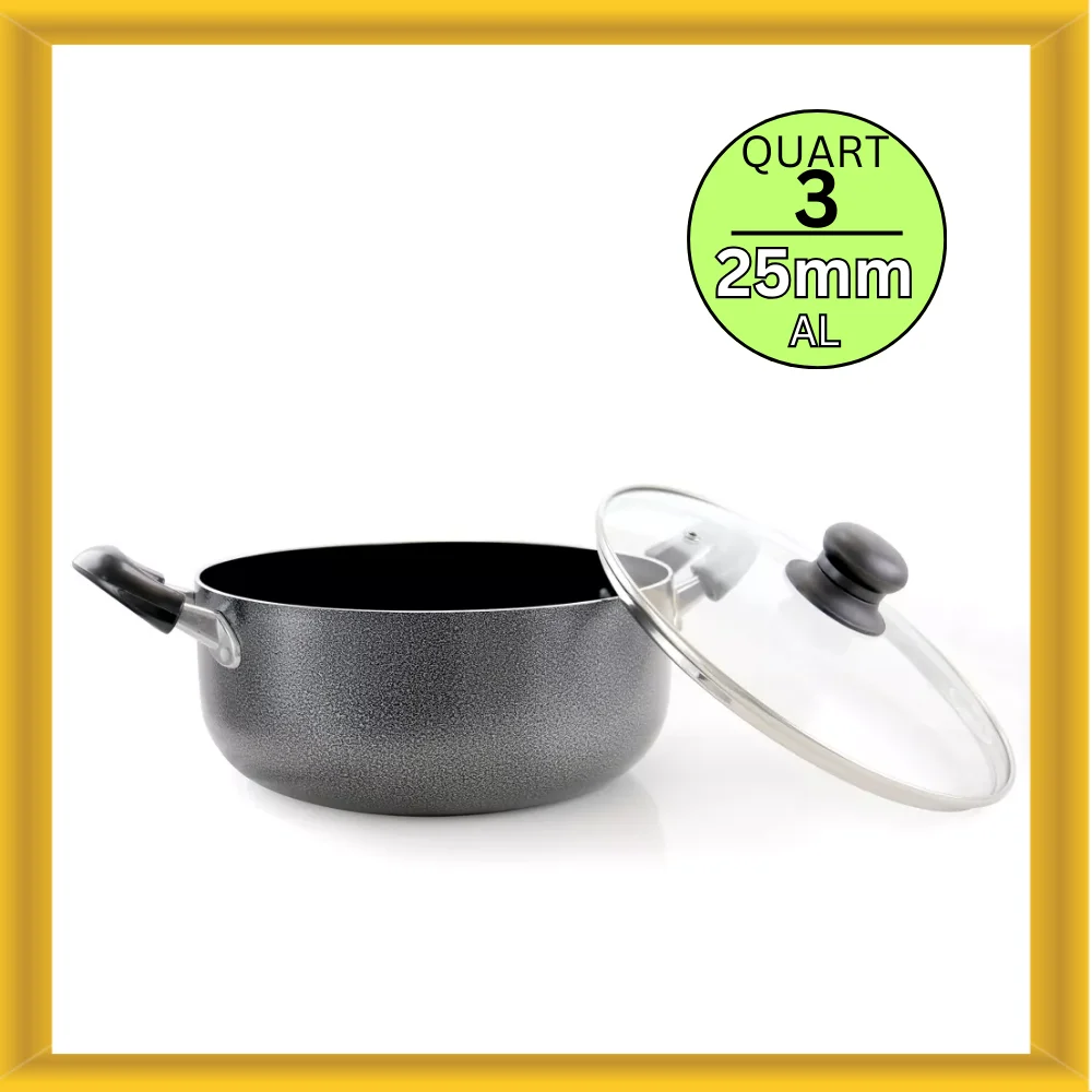 New Better Chef D301S 3 Quart 2.5mm AL Nonstick Aluminum Dutch Oven with Lid