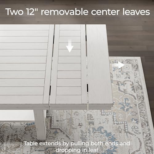 Signature Design by Ashley Robbinsdale Casual Removable Center Leaf Dining Extension Table with Trestle Base, White