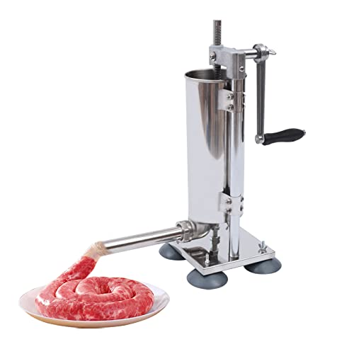 Manual Sausage Stuffer, Vertical Stainless Steel Sausage Make Machine Sausage Filling Machine Sausage Maker Meat Stuffing Tools for Commercial and Household Use (6Lbs Suction Cup Type)